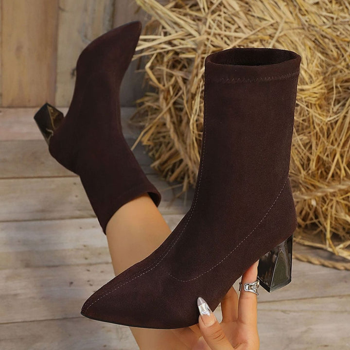 Damen Stiefeletten Wildleder Blockabsatz gepolsterte Innensohle