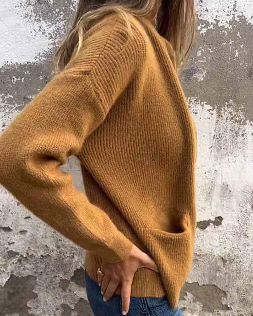 Damen Strick-Cardigan mit Reißverschluss lockere Passform Fronttaschen