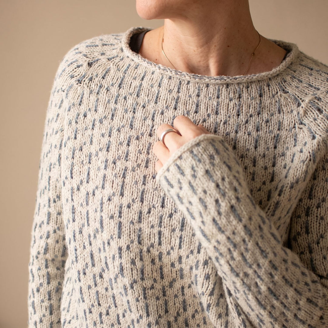 Damen Strick Pullover mit Waffelstruktur Rundhals Relaxed Fit