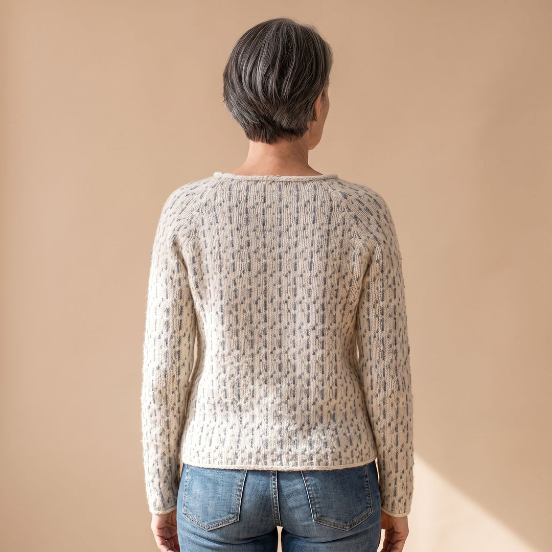 Damen Strick Pullover mit Waffelstruktur Rundhals Relaxed Fit