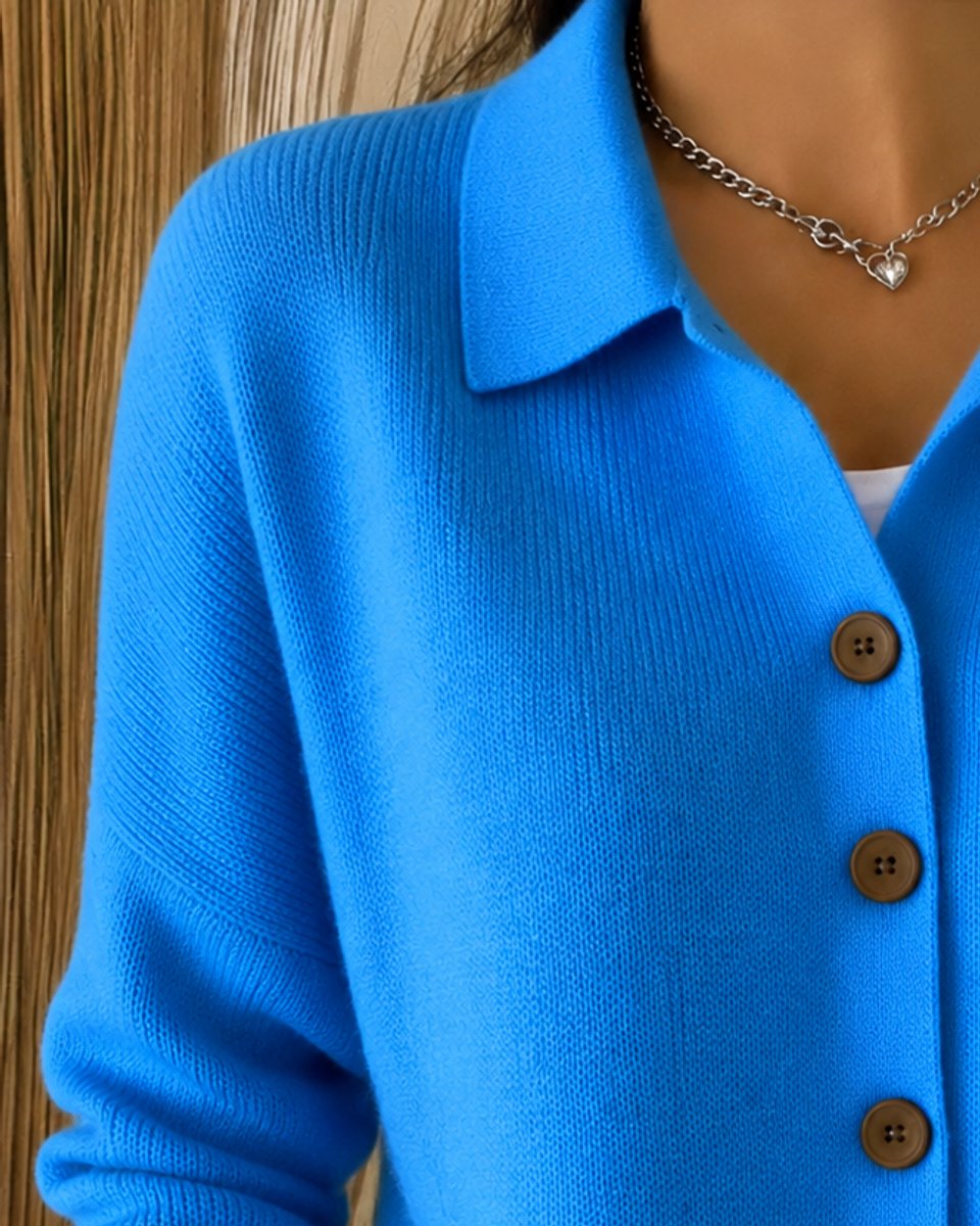 Damen Strickjacke mit Hemdkragen und Knopfleiste Relaxed Fit