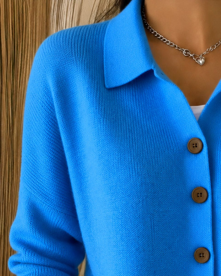 Damen Strickjacke mit Hemdkragen und Knopfleiste Relaxed Fit