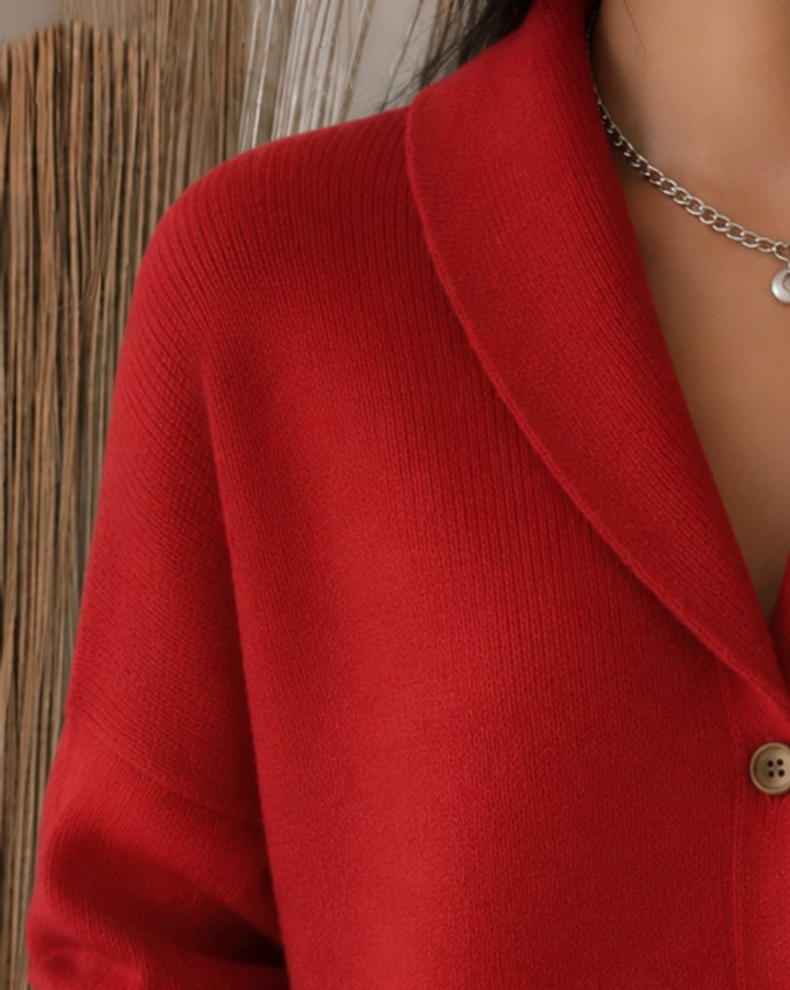 Damen Strickjacke mit Hemdkragen und Knopfleiste Relaxed Fit