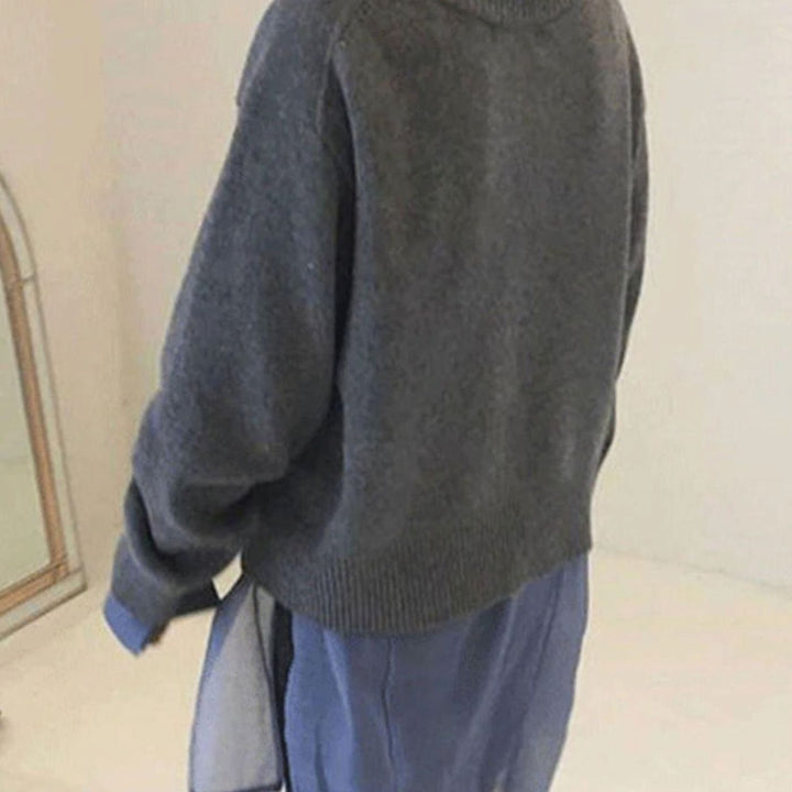 Damen Strickjacke mit Knöpfen Oversized Rundausschnitt