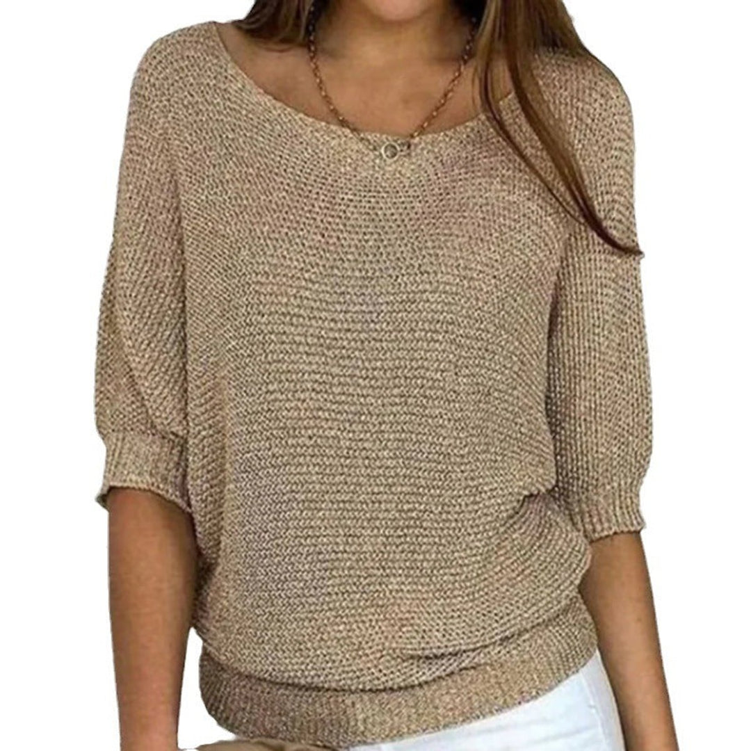 Damen Strickpullover Lässiger Oversize-Sweater mit Fledermausärmeln - Beige