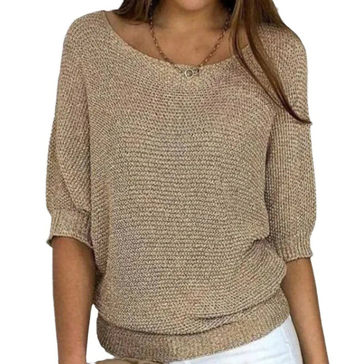 Damen Strickpullover Lässiger Oversize-Sweater mit Fledermausärmeln - Beige