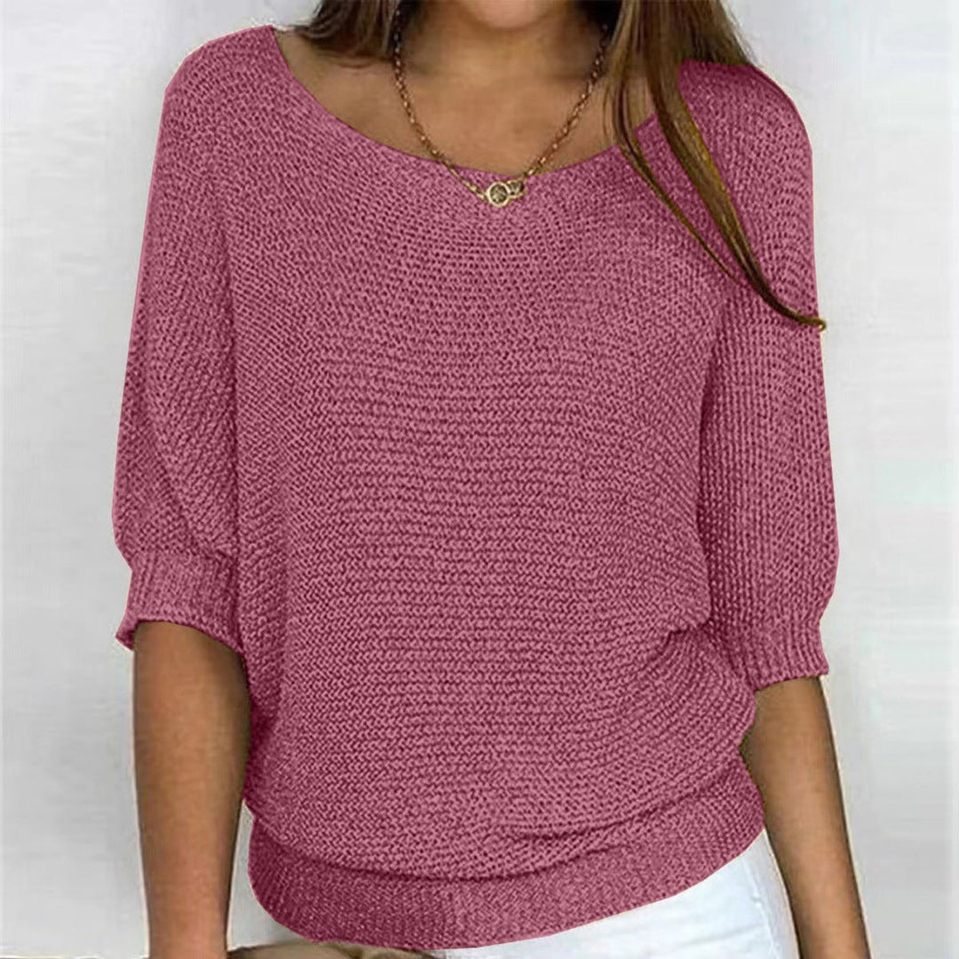 Damen Strickpullover Lässiger Oversize-Sweater mit Fledermausärmeln - Rosa
