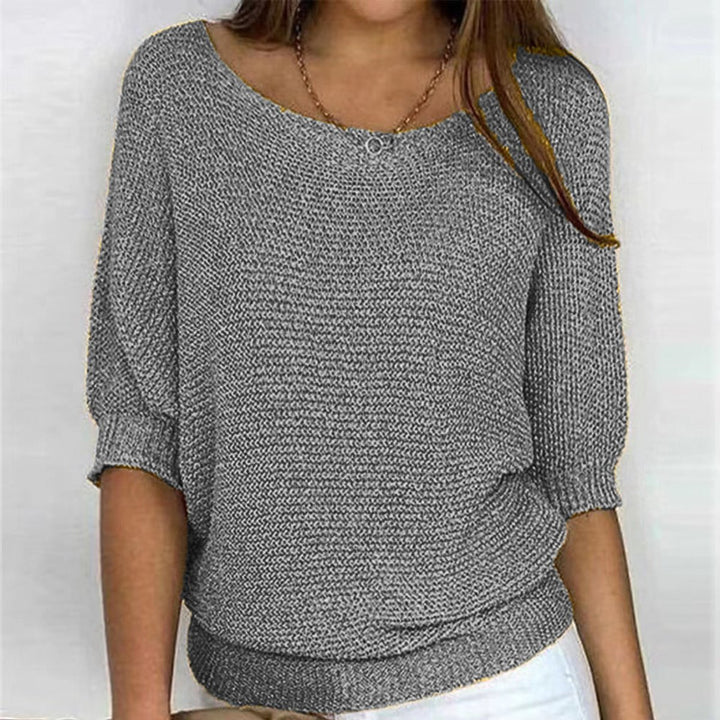 Damen Strickpullover Lässiger Oversize-Sweater mit Fledermausärmeln - Grau