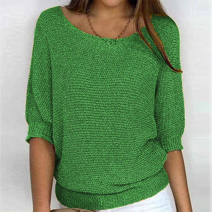 Damen Strickpullover Lässiger Oversize-Sweater mit Fledermausärmeln - Grün