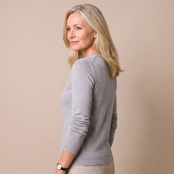 Damen Strickpullover mit Rundhals Langarm weicher Wollmix - Schwarz