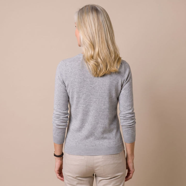 Damen Strickpullover mit Rundhals Langarm weicher Wollmix