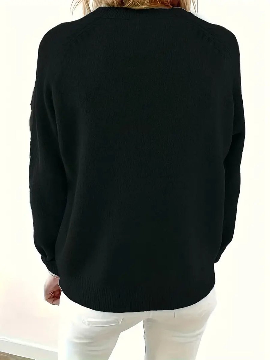 Damen Strickpullover mit V-Ausschnitt und halber Knopfleiste