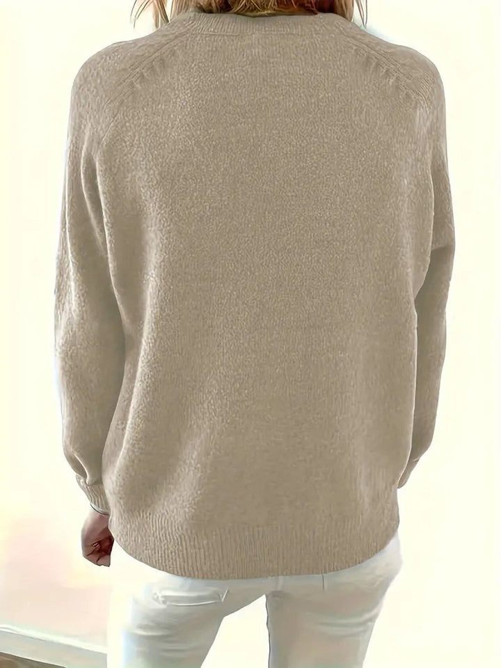 Damen Strickpullover mit V-Ausschnitt und halber Knopfleiste