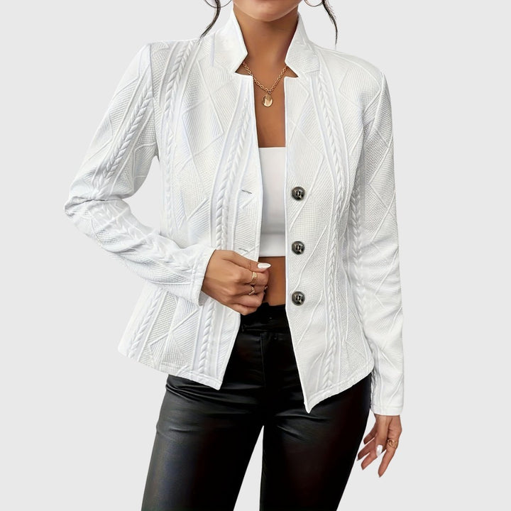 Damen Strukturierter Taillierter Langarm-Blazer mit Knopfleiste