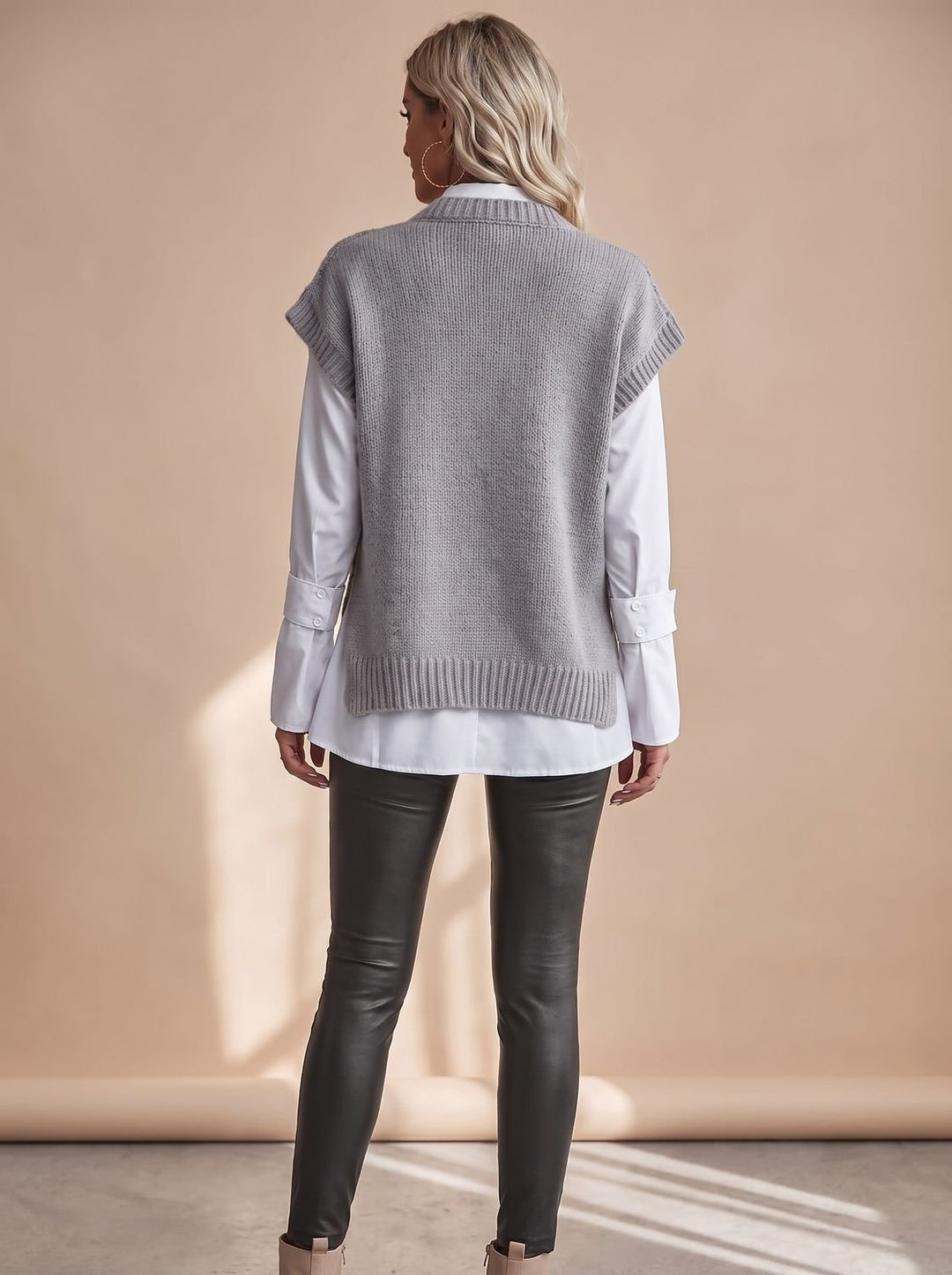 Damen Sweater Vest mit Zopfmuster Ärmellose Strickweste