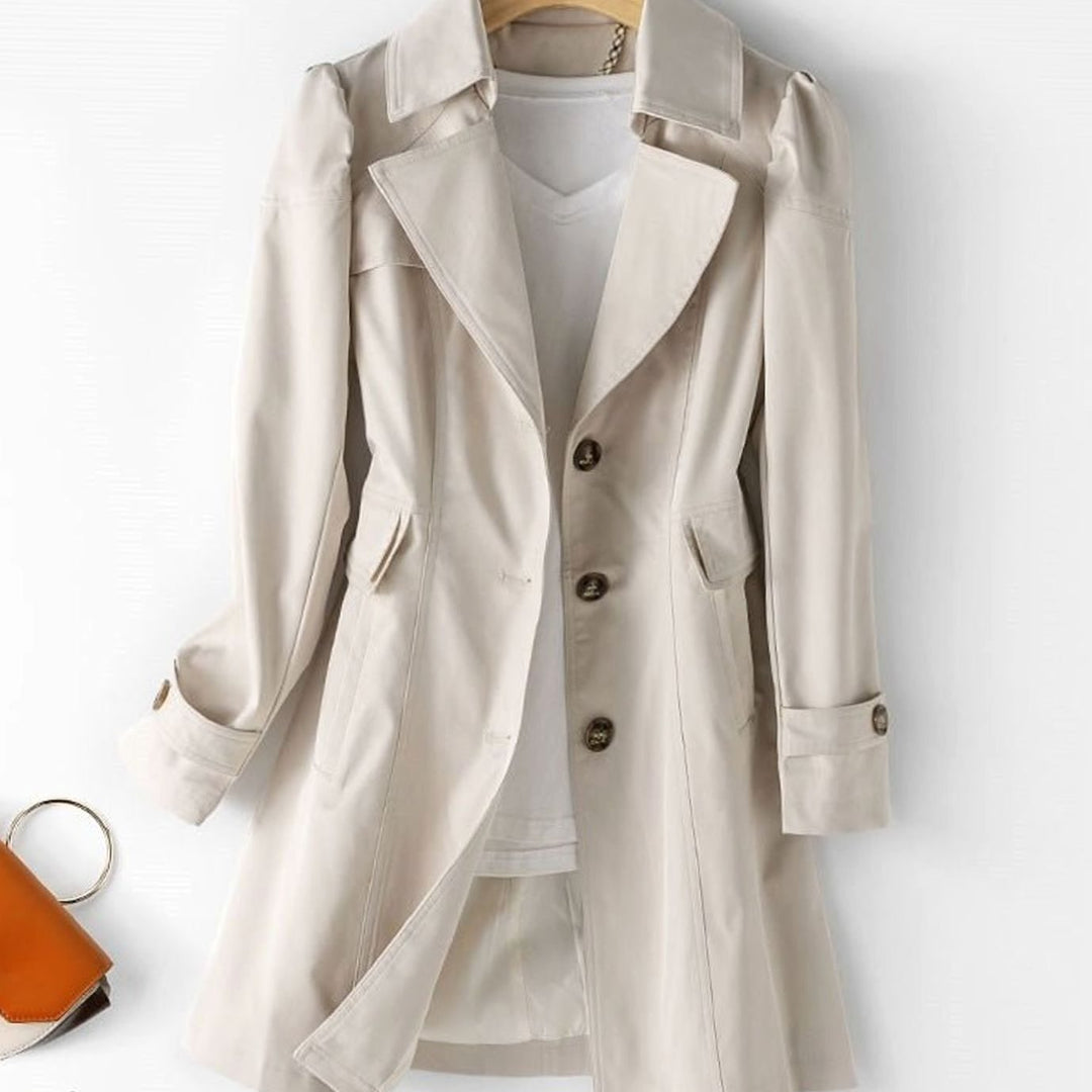 Damen Taillierte Übergangsjacke mit Reverskragen Knopfleiste - Beige