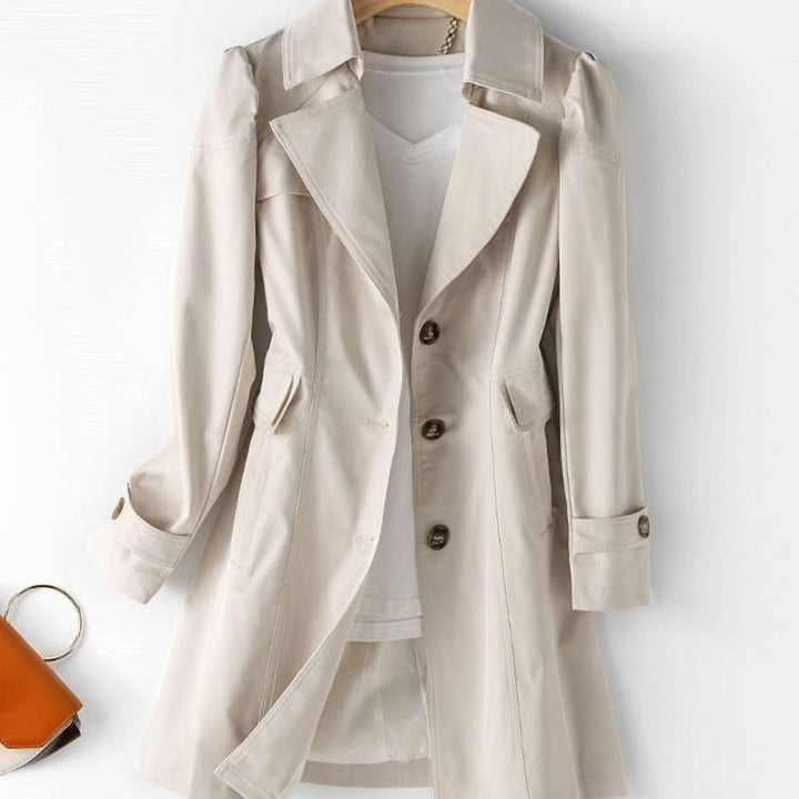 Damen Taillierte Übergangsjacke mit Reverskragen Knopfleiste - Beige