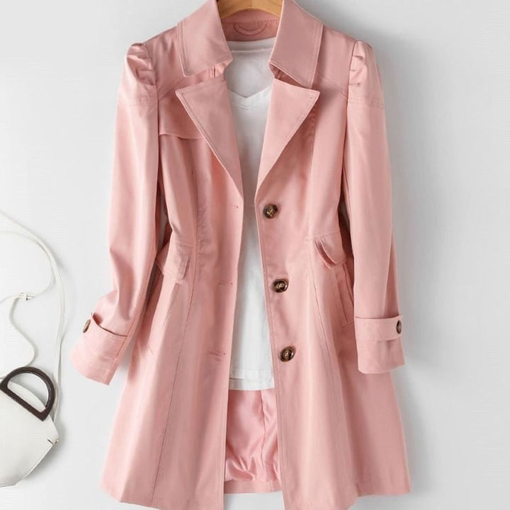 Damen Taillierte Übergangsjacke mit Reverskragen Knopfleiste - Rosa