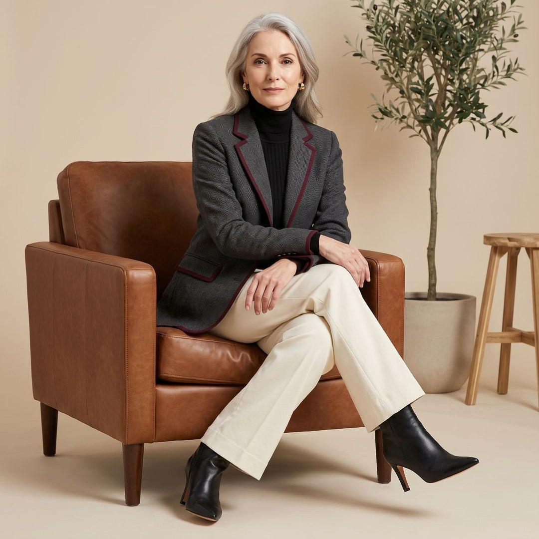 Damen Taillierter Fischgrat-Blazer mit Kontrastpaspel