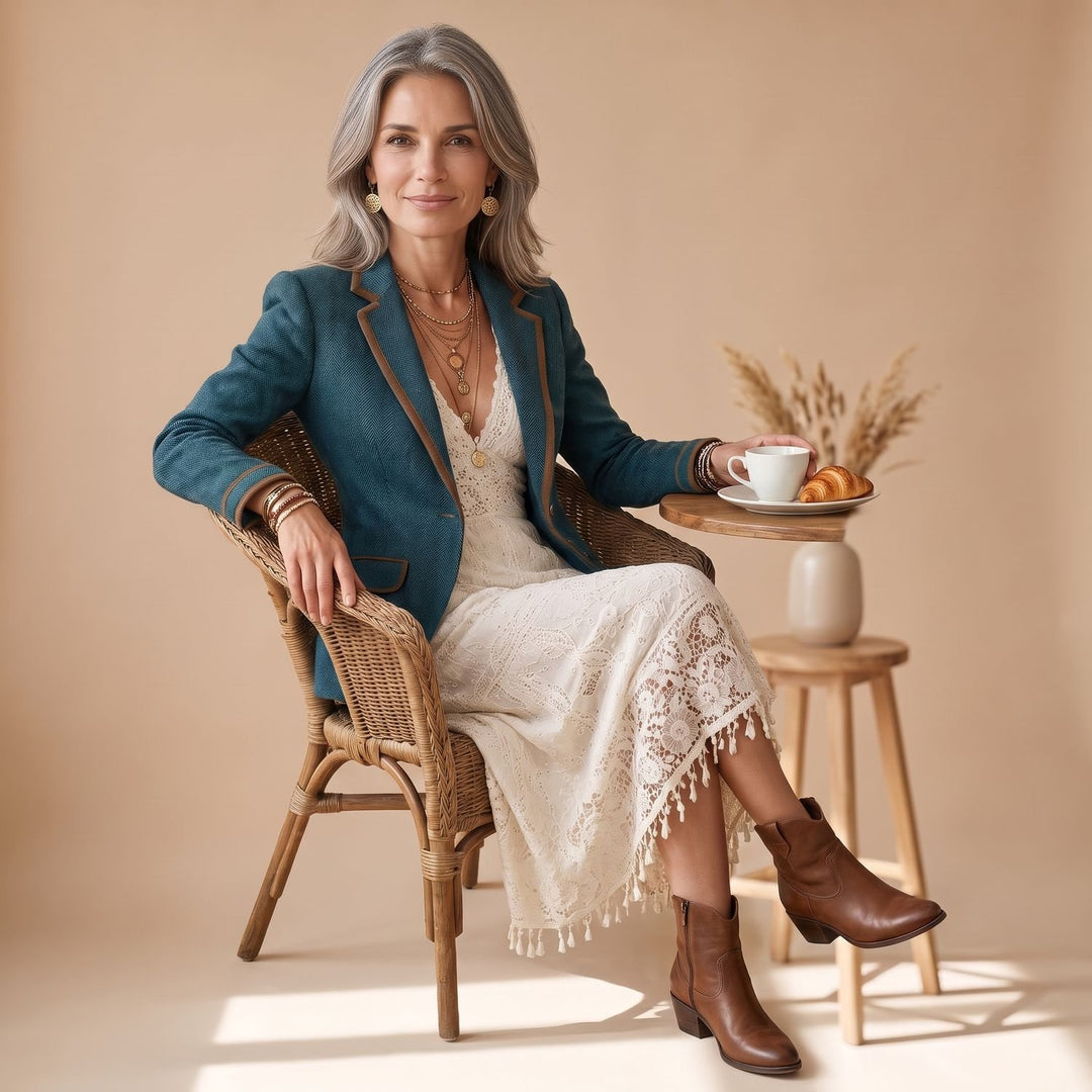 Damen Taillierter Fischgrat-Blazer mit Kontrastpaspel