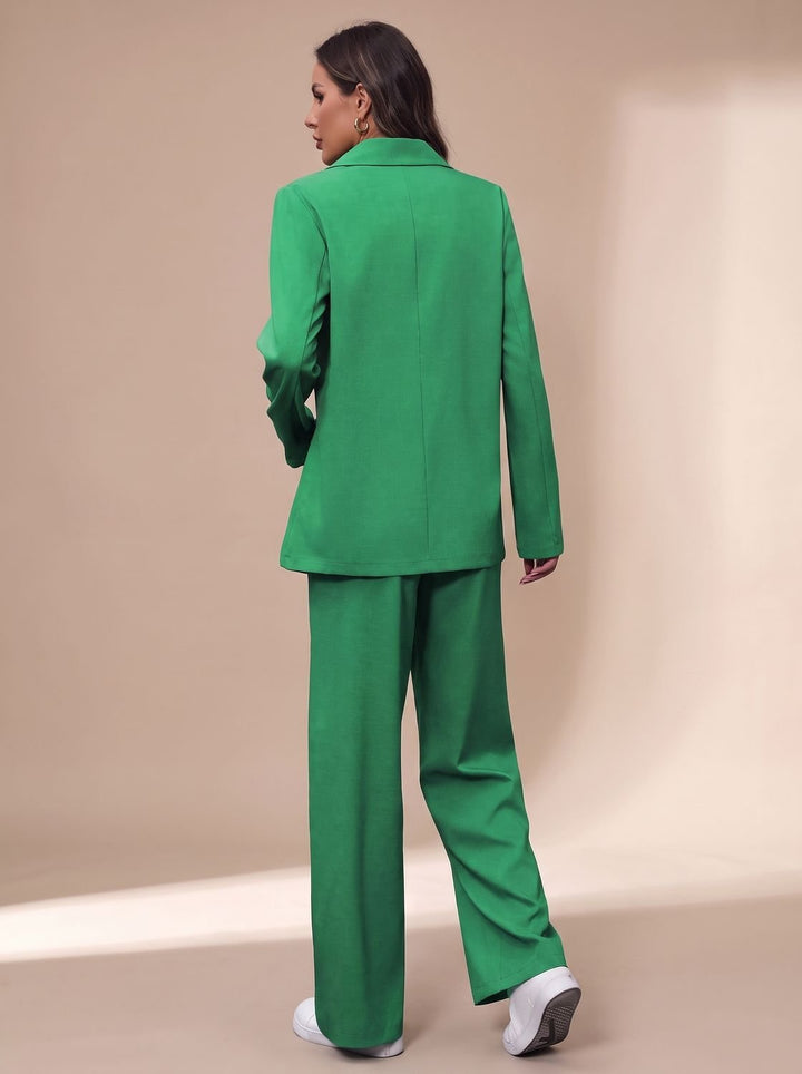 Damen Taillierter Zweireihiger Hosenanzug mit Weiter Hose, Burgundy