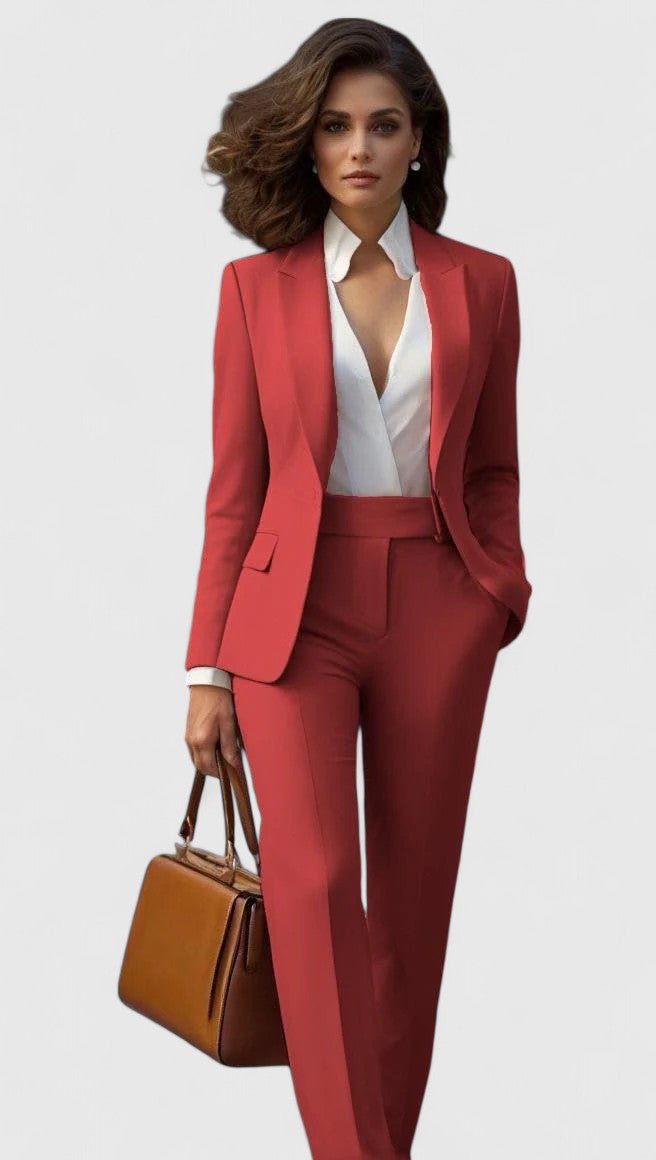 Damen Tailliertes Business Anzug Set - Coral