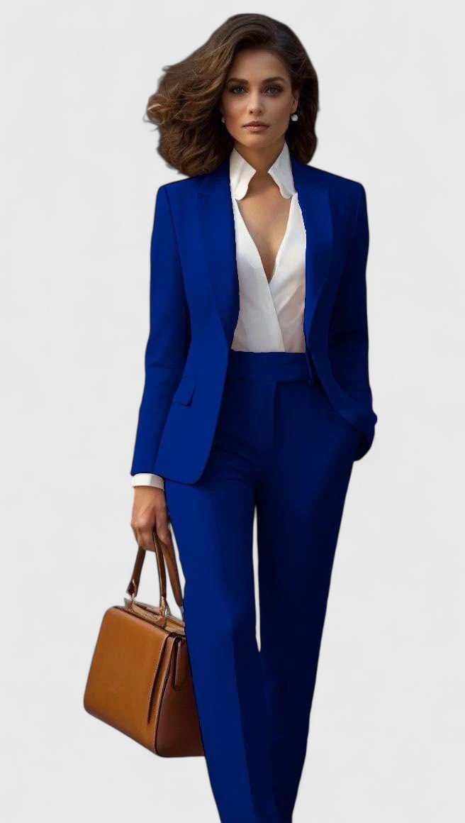 Damen Tailliertes Business Anzug Set - Blue