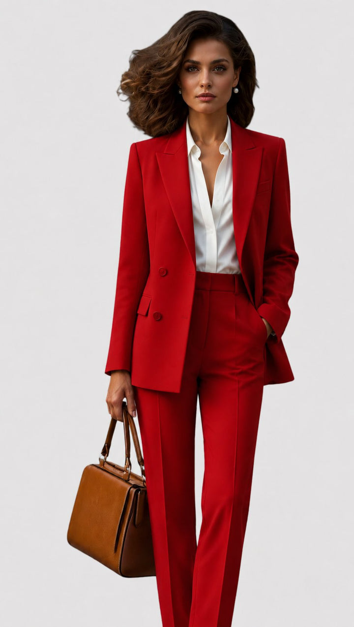 Damen Tailliertes Business Anzug Set - Red