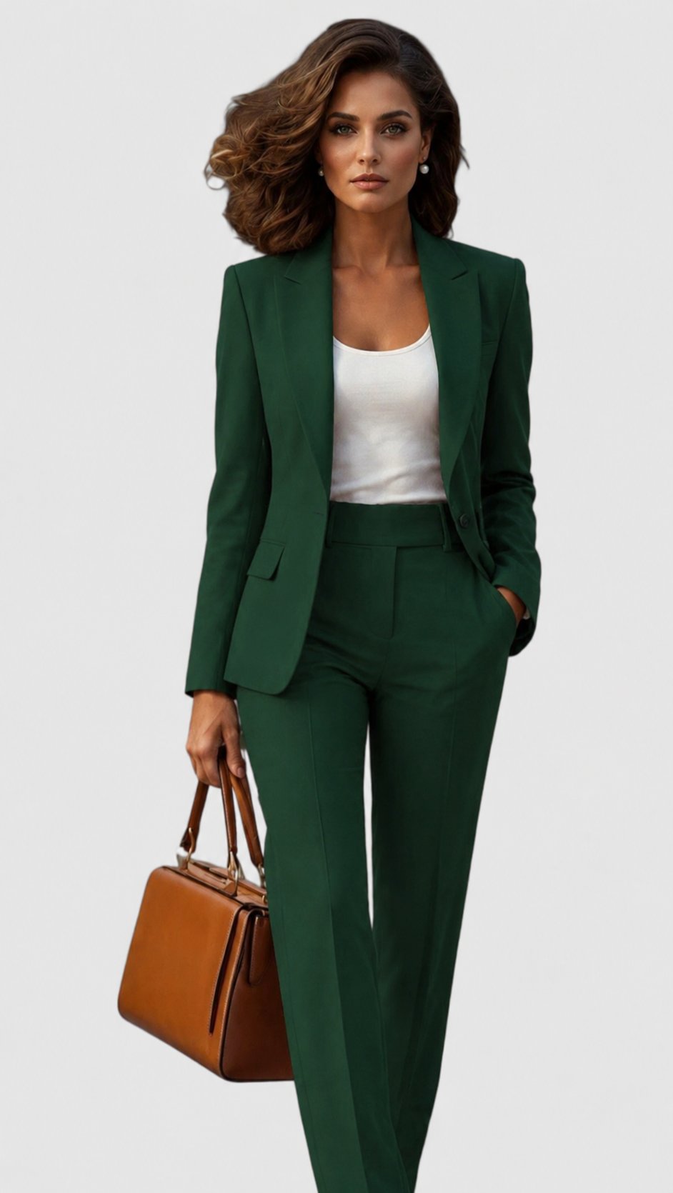 Damen Tailliertes Business Anzug Set - Dark Green