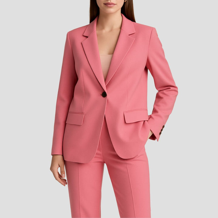 Damen Tailliertes Two-Piece Blazer Hosenanzug Set - Pink