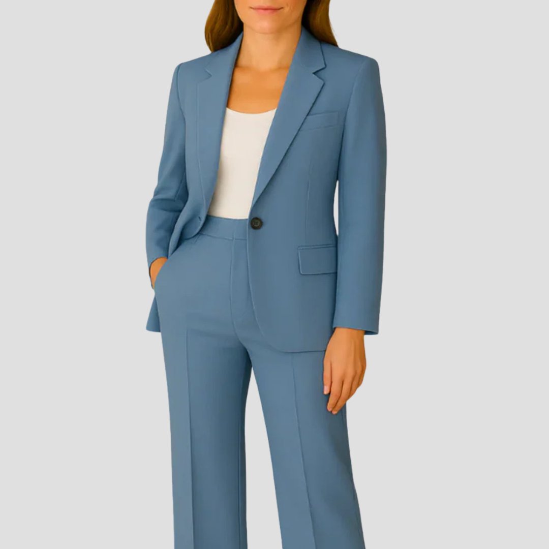 Damen Tailliertes Two-Piece Blazer Hosenanzug Set - Blue