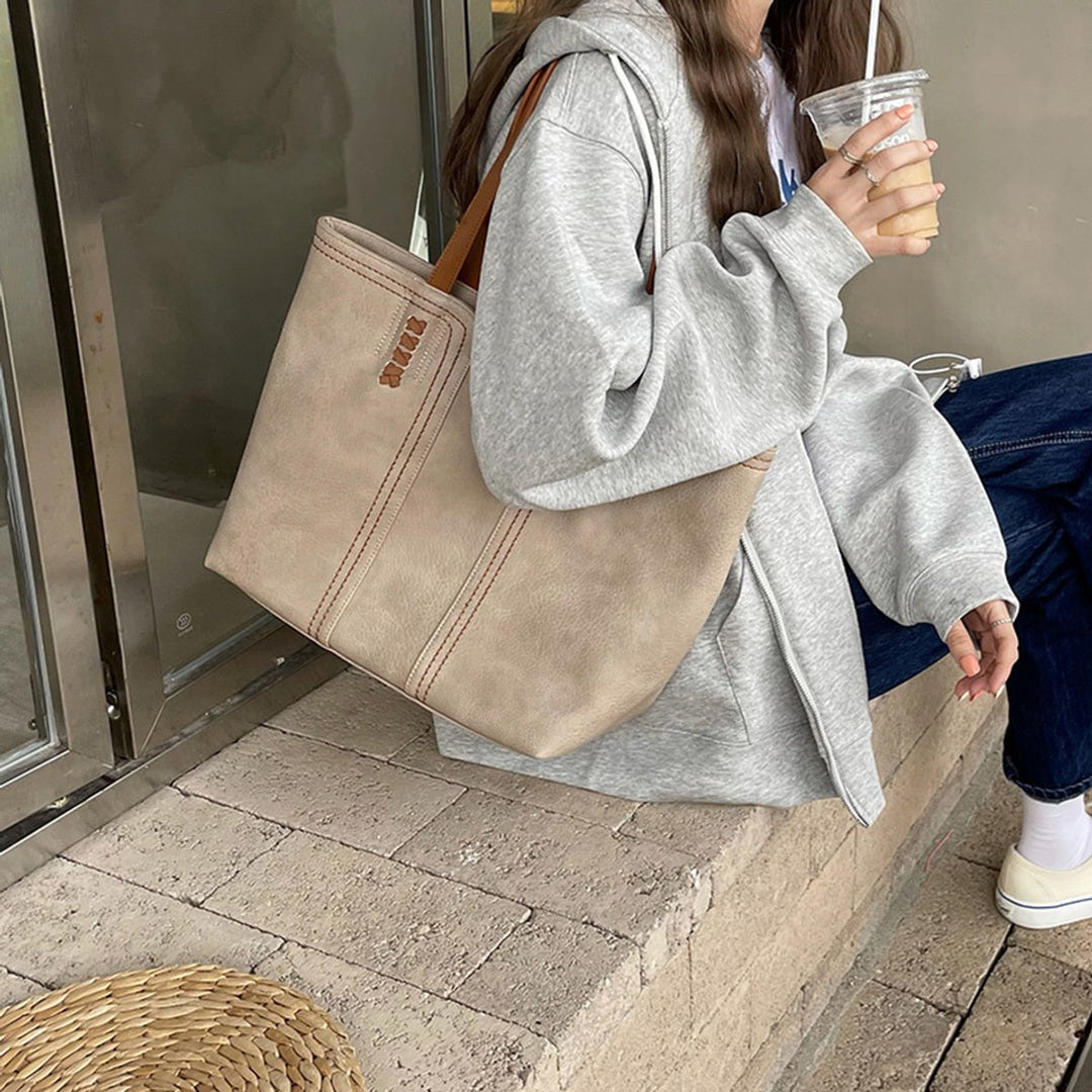 Damen Tote Bag Minimalistische Kunstleder Schultertasche