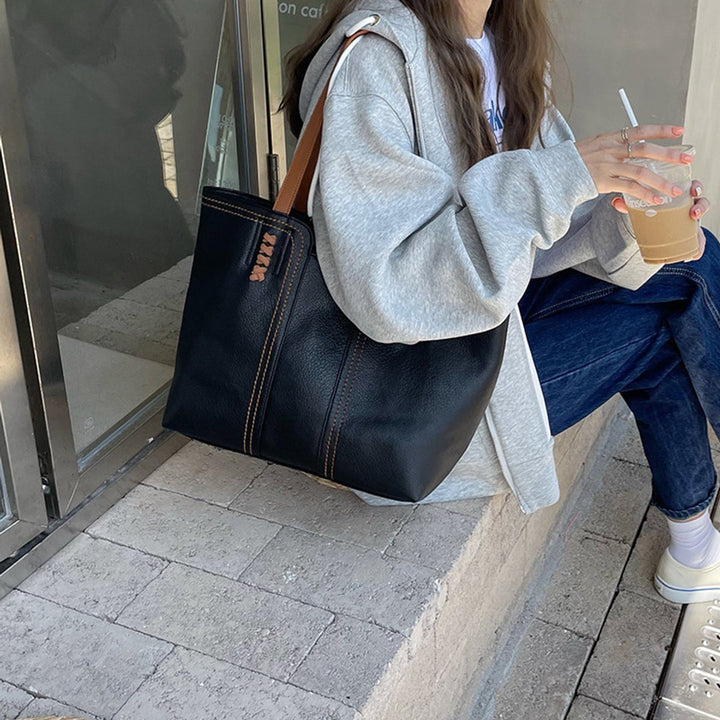 Damen Tote Bag Minimalistische Kunstleder Schultertasche