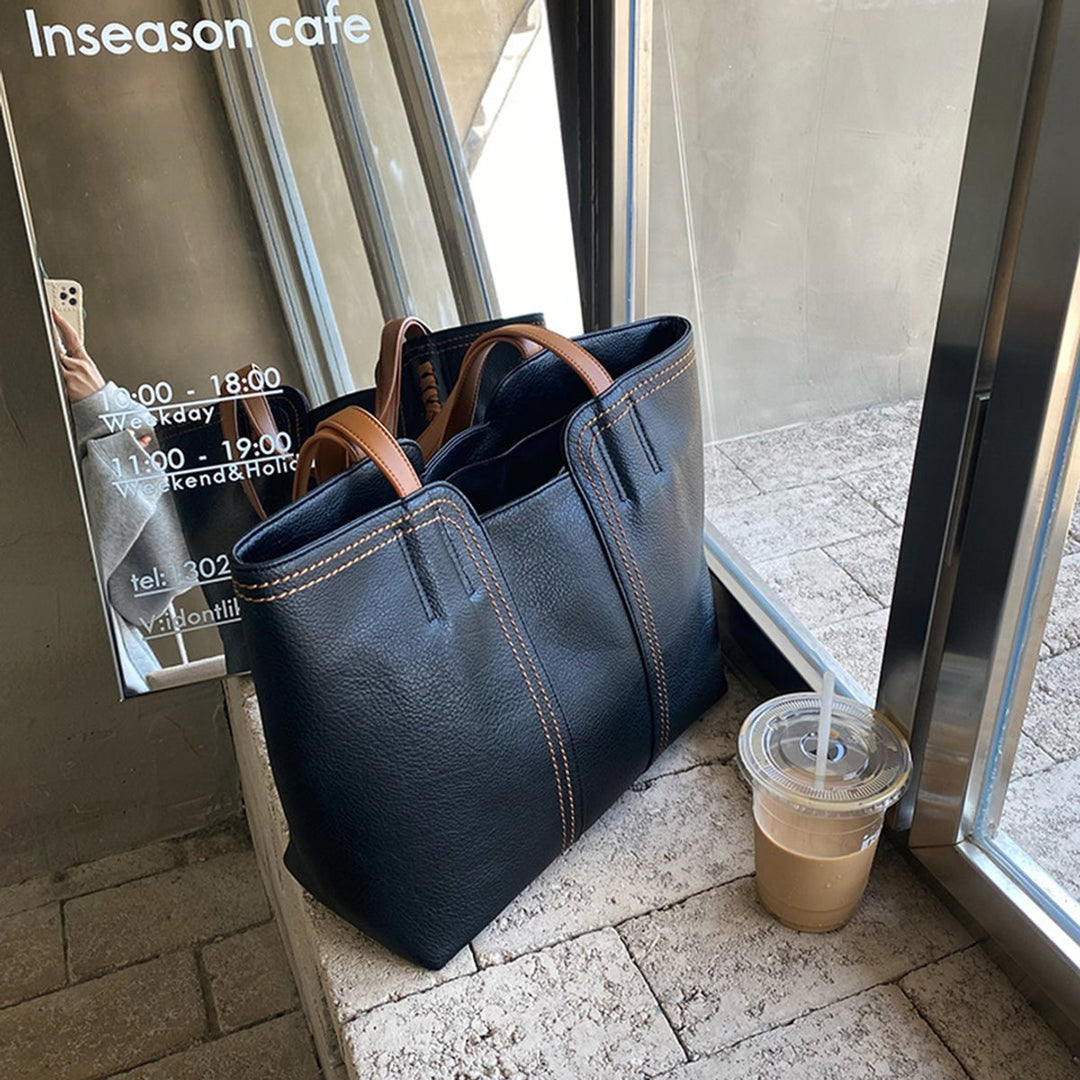 Damen Tote Bag Minimalistische Kunstleder Schultertasche