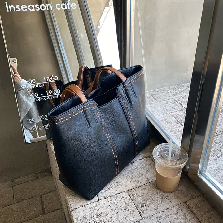 Damen Tote Bag Minimalistische Kunstleder Schultertasche