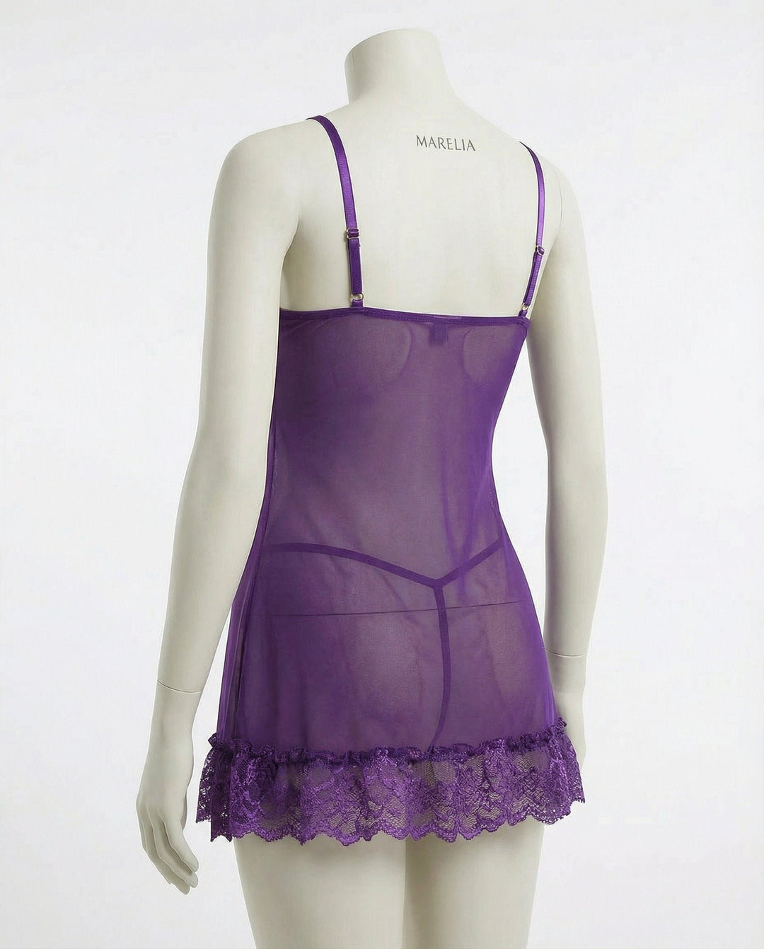 Damen Transparentes Spitzen-Chemise mit G-String