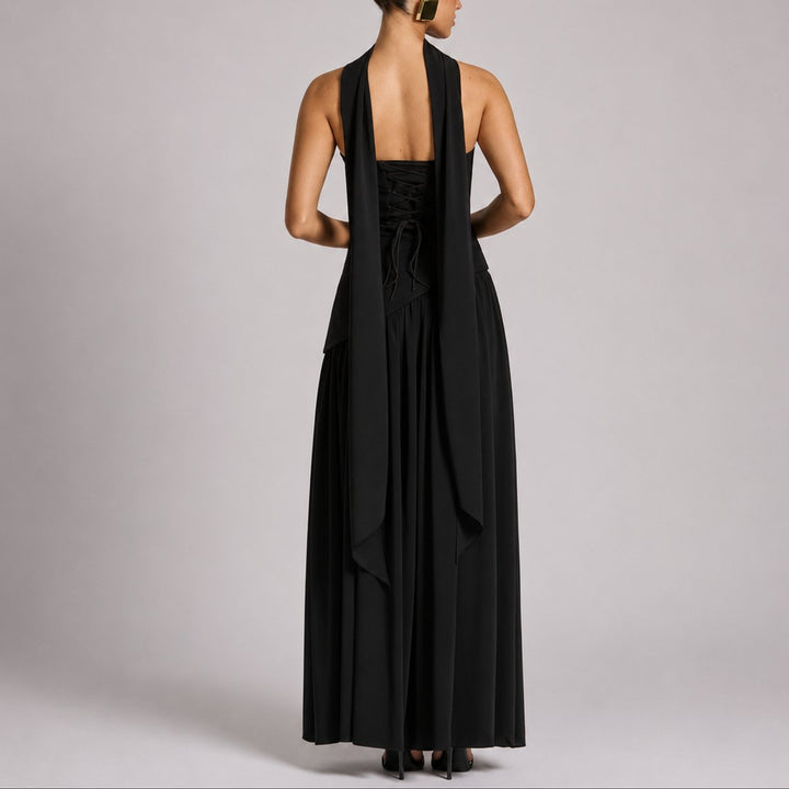 Damen Trägerloses Maxi-Kleid mit Schal Hochzeitskleid Gast Abendkleid