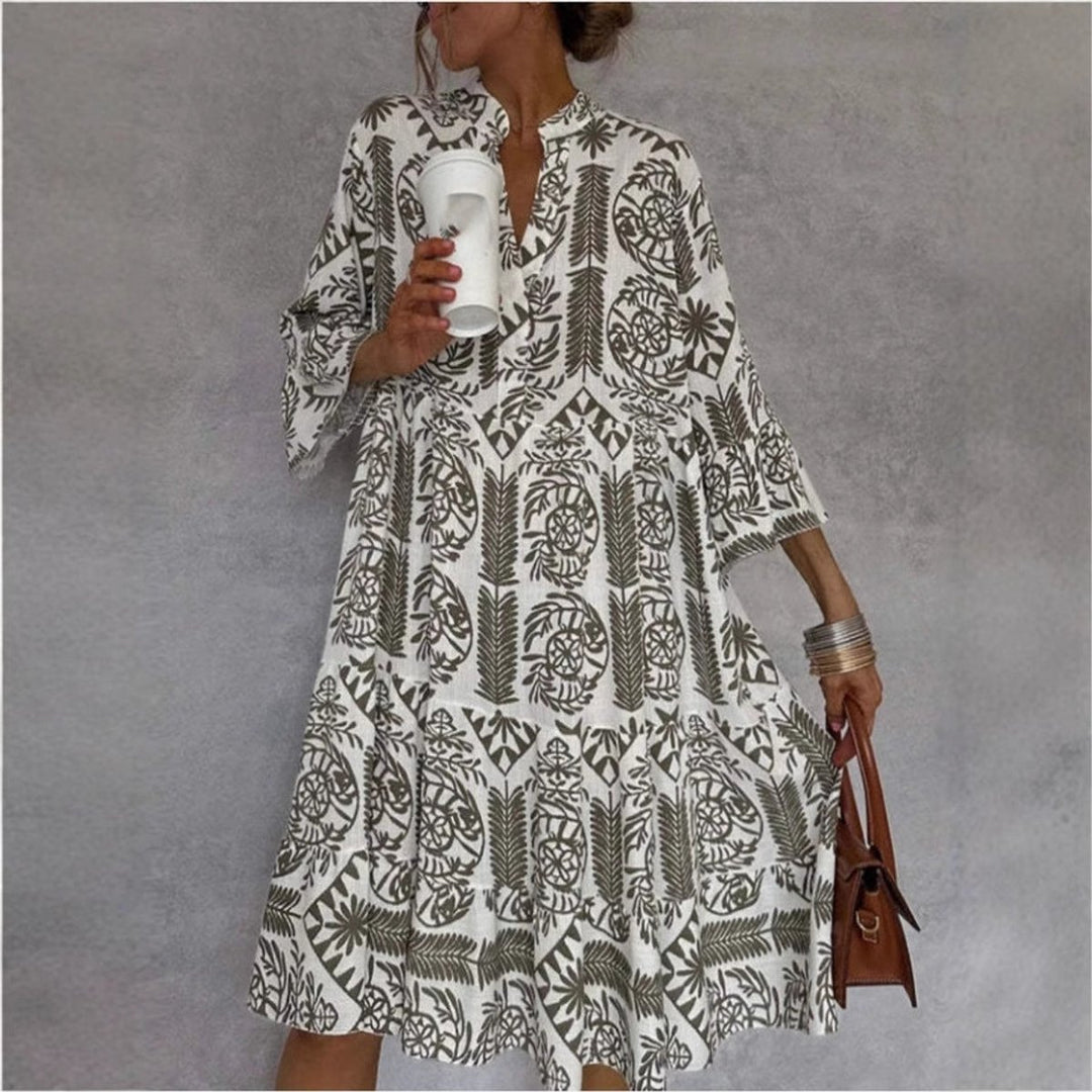 Damen Tunika-Kleid mit floralem Muster lockere Passform