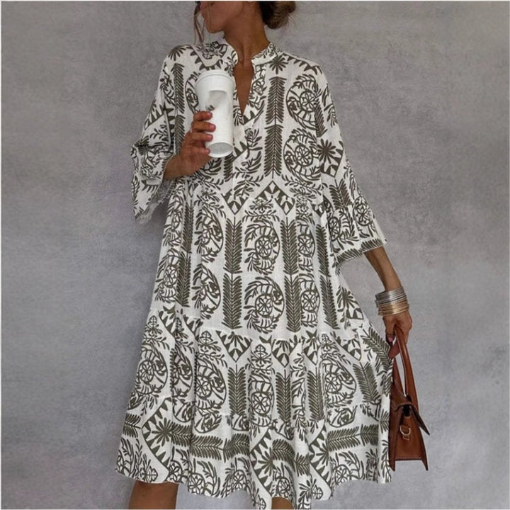 Damen Tunika-Kleid mit floralem Muster lockere Passform