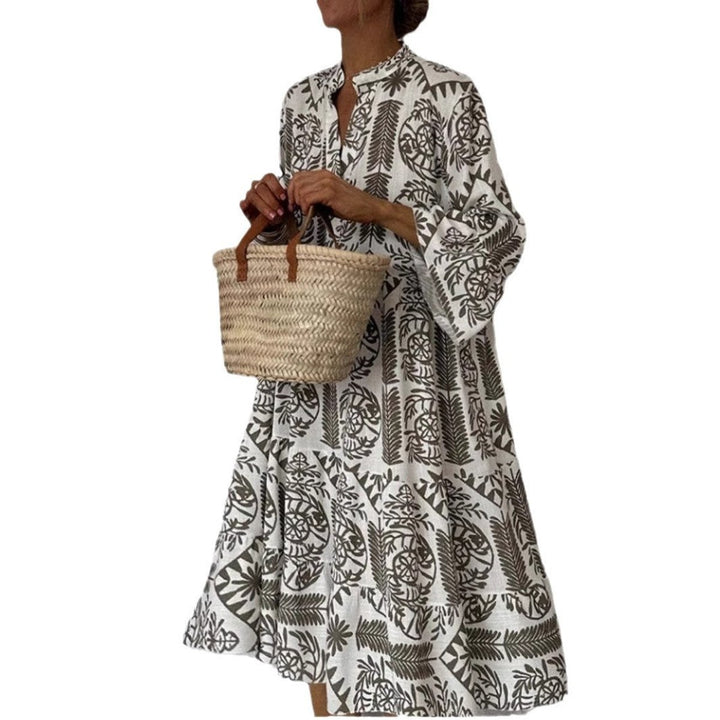 Damen Tunika-Kleid mit floralem Muster lockere Passform