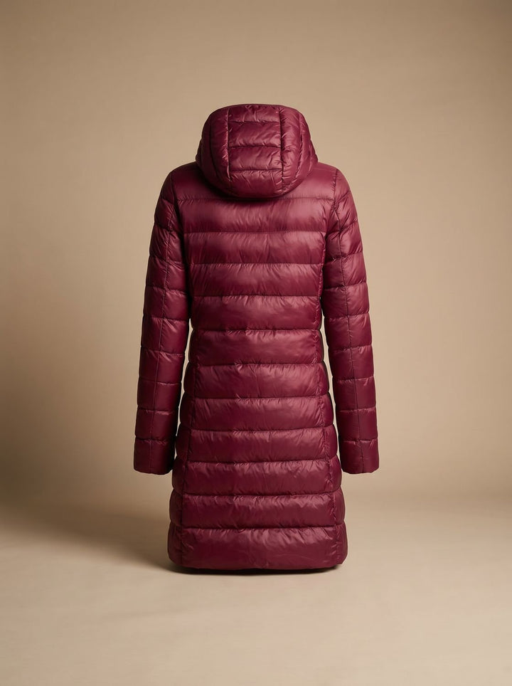 Damen Ultraleichte Lange Daunenjacke mit Kapuze Reißverschluss Winterjacke