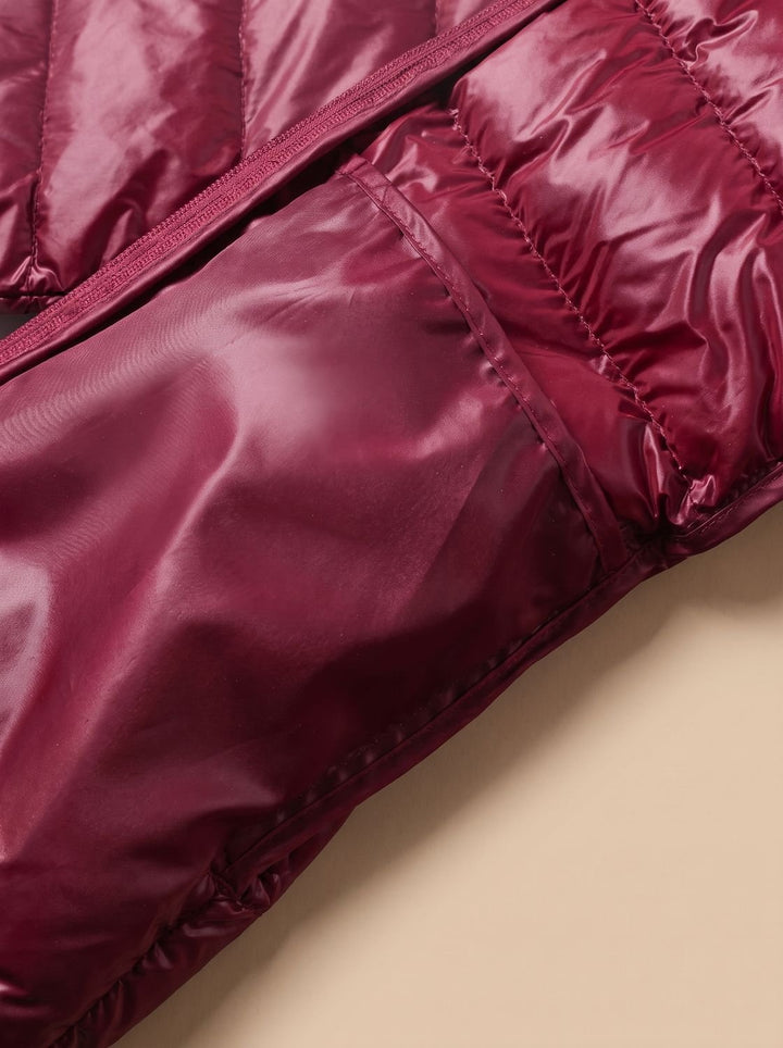Damen Ultraleichte Lange Daunenjacke mit Kapuze Reißverschluss Winterjacke