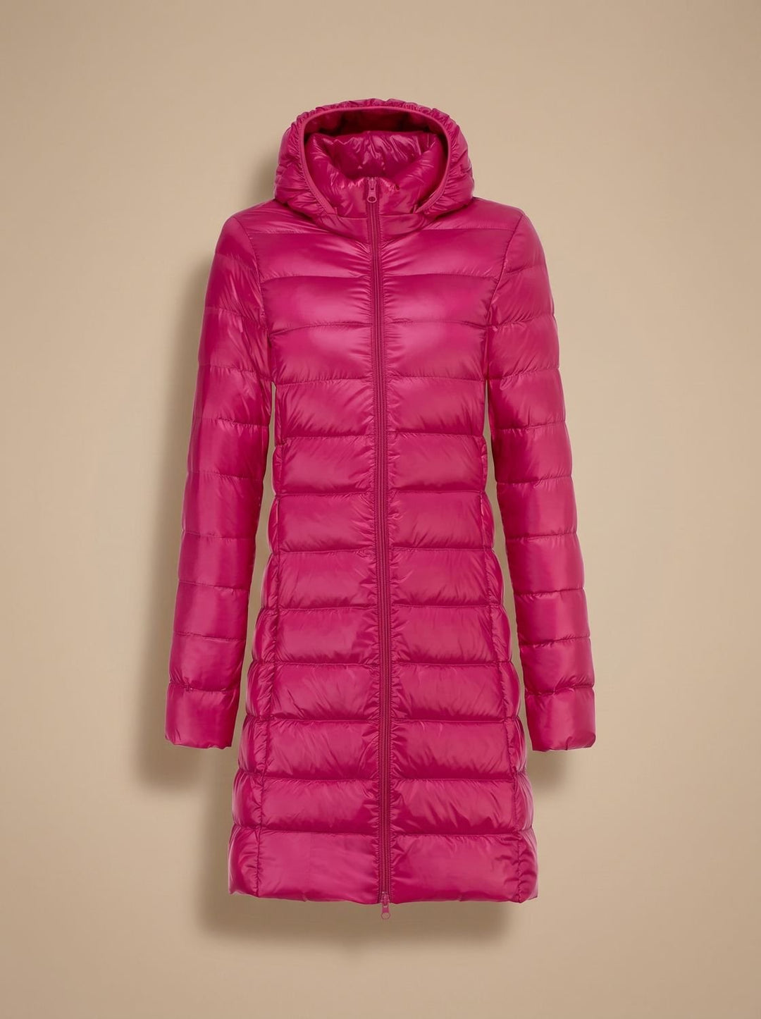 Damen Ultraleichte Lange Daunenjacke mit Kapuze Reißverschluss Winterjacke