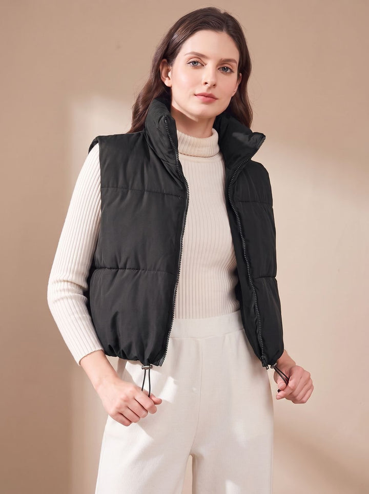 Damen Ultraleichter Stehkragen Bodywarmer Kurze Steppweste