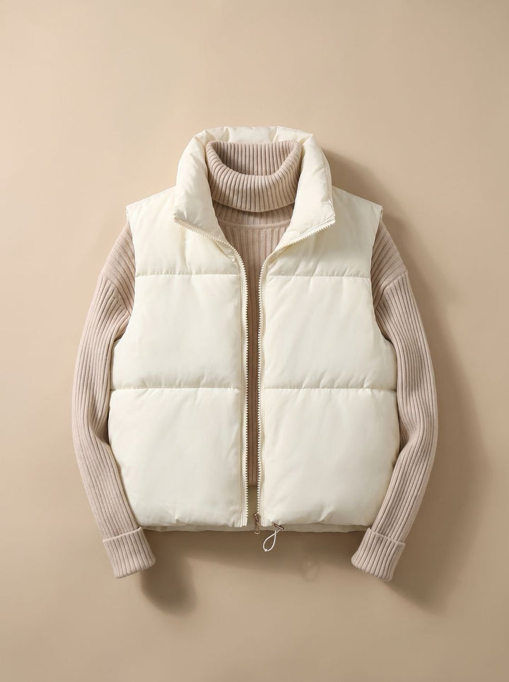 Damen Ultraleichter Stehkragen Bodywarmer Kurze Steppweste