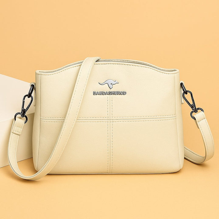Damen Umhängetasche Kunstleder Crossbody Schultertasche - White