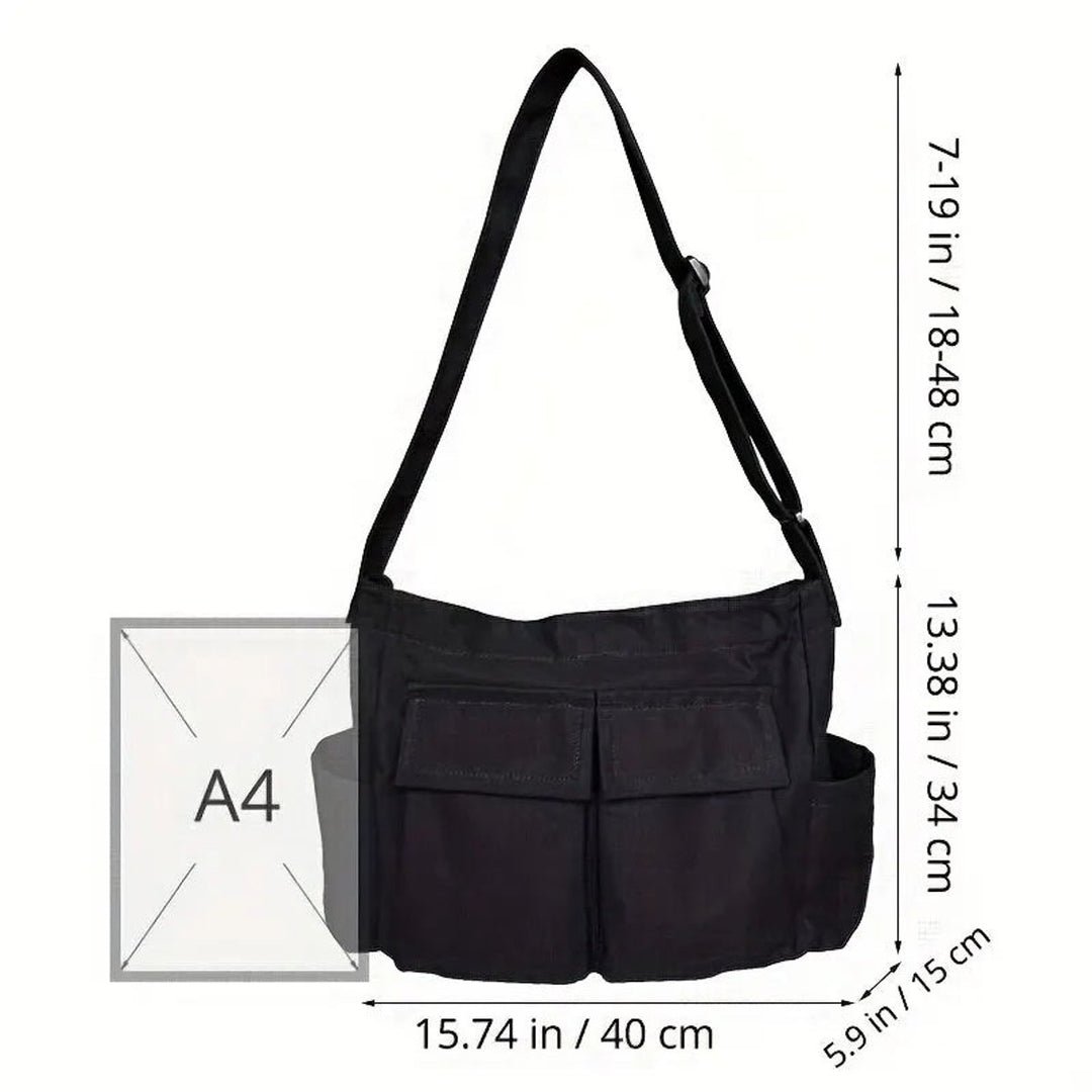 Damen Vintage Canvas Tote Bag große Schultertasche mit Seitentaschen