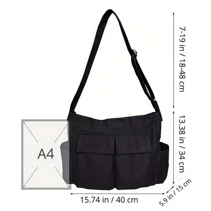 Damen Vintage Canvas Tote Bag große Schultertasche mit Seitentaschen