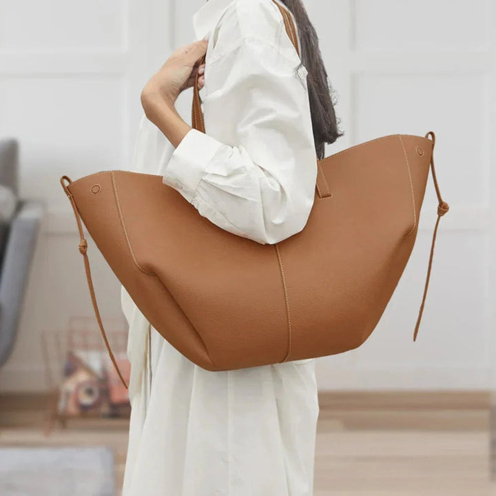 Damen Vintage Kunstleder Tote Bag Große Schultertasche