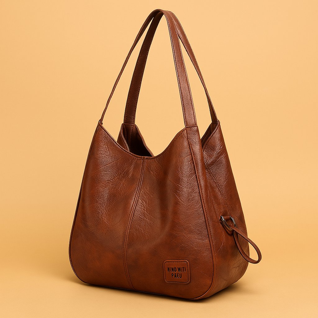 Damen Vintage Leder Schultertasche Hobo-Stil geräumig - Brown